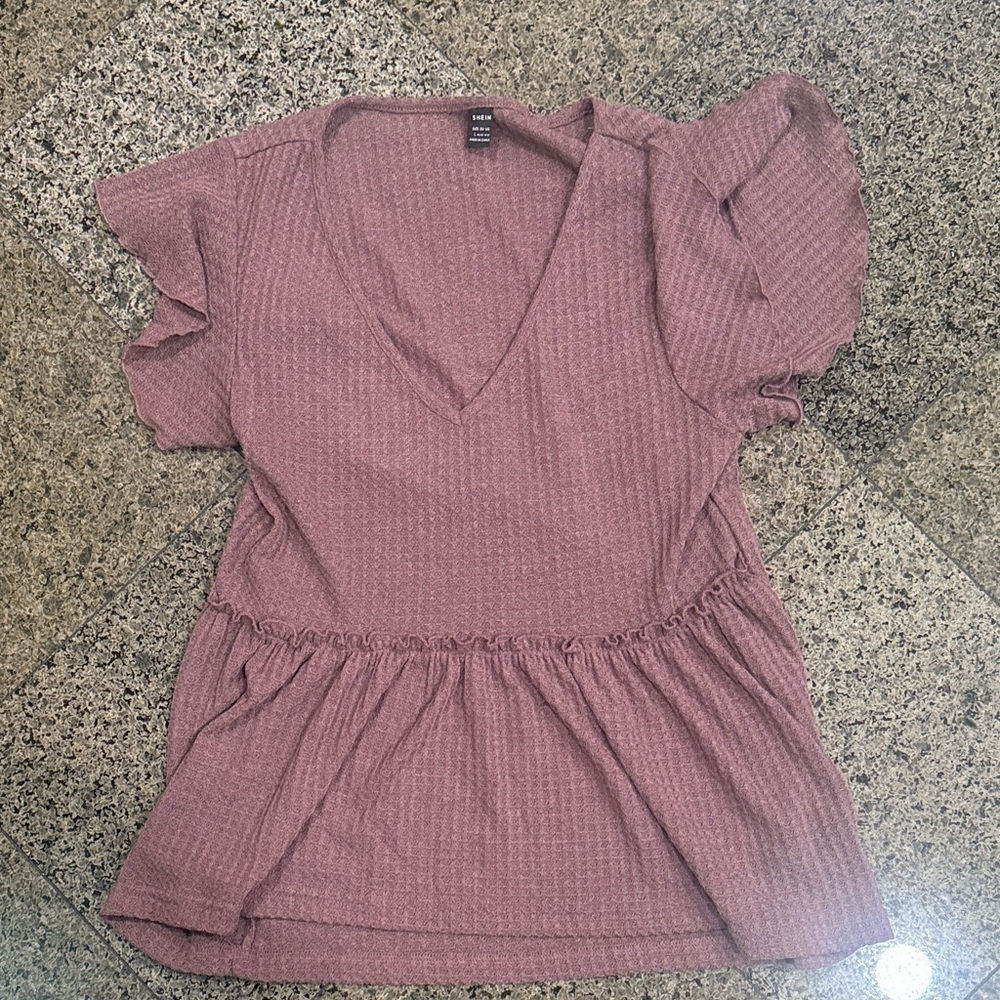 SHEIN Mauve Ruffle Sleeve Blouse